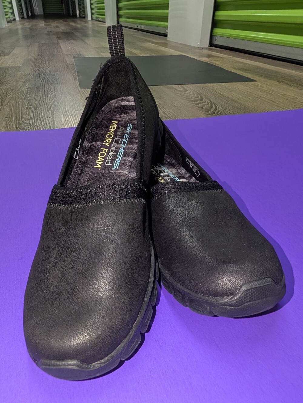 Skechers Air-Cooled Memory Foam Slip-On Walking Shoes Black Flawless W8.5 NWOB